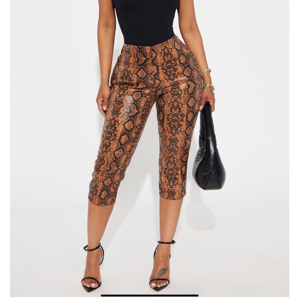 Faux Leather Capri Leggings